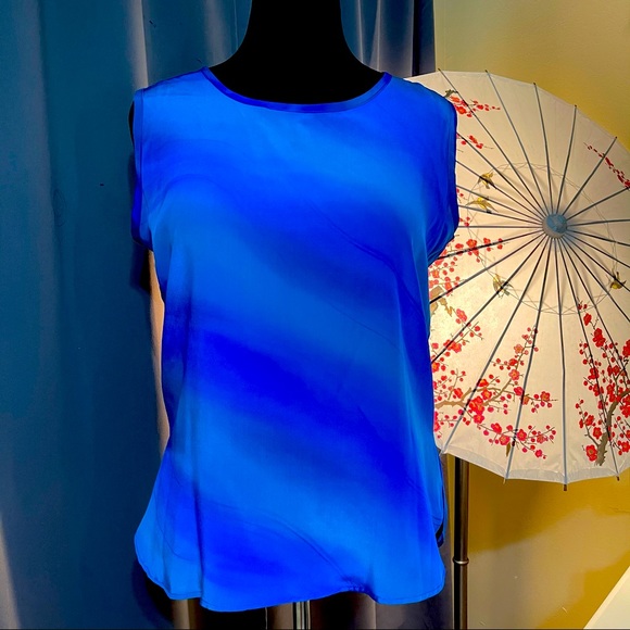 A Touch of Class Blue Purple Tie Dye Silk Blouse - Picture 1 of 7